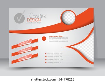 Flyer, brochure, billboard template design landscape orientation for education, presentation, website. Orange color. Editable vector illustration.
