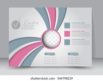 Flyer, brochure, billboard template design landscape orientation for education, presentation, website. Pink and grey color. Editable vector illustration.