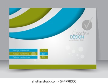 Flyer, brochure, billboard template design landscape orientation for education, presentation, website. Blue and green color. Editable vector illustration.