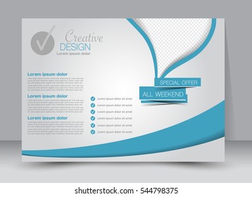 Flyer, brochure, billboard template design landscape orientation for education, presentation, website. Blue color. Editable vector illustration.