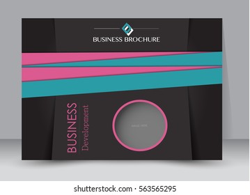 Flyer, brochure, billboard template design landscape orientation for education, presentation, website. Black, pink and blue color. Editable vector illustration.