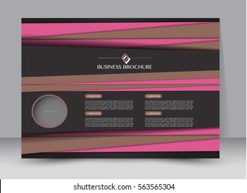 Flyer, brochure, billboard template design landscape orientation for education, presentation, website. Black, pink and brown color. Editable vector illustration.