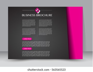 Flyer, brochure, billboard template design landscape orientation for education, presentation, website. Black and pink color. Editable vector illustration