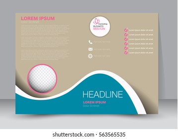 Flyer, brochure, billboard template design landscape orientation for education, presentation, website. Pink and blue color. Editable vector illustration.
