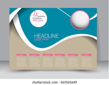 Flyer, brochure, billboard template design landscape orientation for education, presentation, website. Pink and blue color. Editable vector illustration.