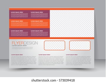Flyer, brochure, billboard template design landscape orientation for education, presentation, website. Red and orange color. Editable vector illustration