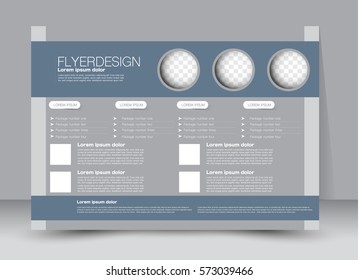 Flyer, brochure, billboard template design landscape orientation for education, presentation, website. Grey color. Editable vector illustration