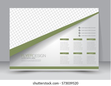 Flyer, brochure, billboard template design landscape orientation for education, presentation, website. Green and brown color. Editable vector illustration