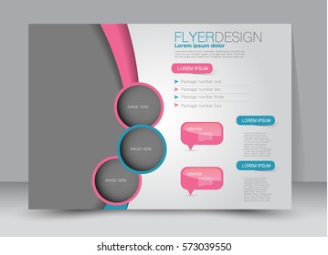 Flyer, brochure, billboard template design landscape orientation for education, presentation, website. Pink and blue color. Editable vector illustration
