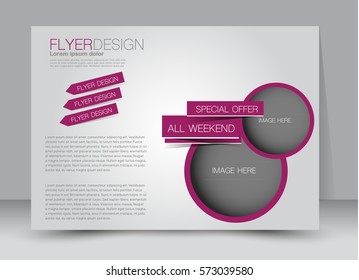 Flyer, brochure, billboard template design landscape orientation for education, presentation, website. Pink color. Editable vector illustration