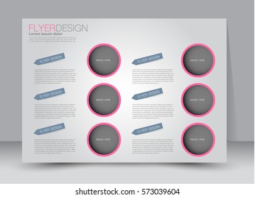 Flyer, brochure, billboard template design landscape orientation for education, presentation, website. Pink and grey color. Editable vector illustration