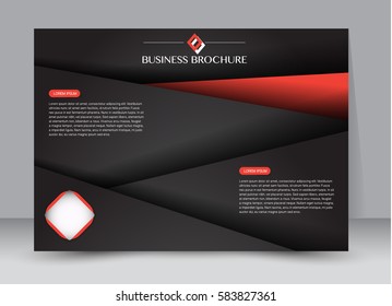Flyer, brochure, billboard template design landscape orientation for education, presentation, website. Black and red color. Editable vector illustration