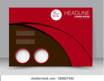 Flyer, brochure, billboard template design landscape orientation for education, presentation, website. Red and brown color. Editable vector illustration