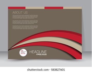 Flyer, brochure, billboard template design landscape orientation for education, presentation, website. Red and brown color. Editable vector illustration.