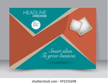 Flyer, brochure, billboard template design landscape orientation for education, presentation, website. Green and red color. Editable vector illustration