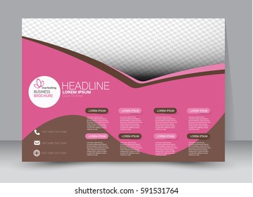 Flyer, brochure, billboard template design landscape orientation for education, presentation, website. Pink and brown  color. Editable vector illustration