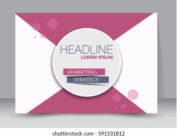 Flyer, brochure, billboard template design landscape orientation for education, presentation, website. Pink color. Editable vector illustration