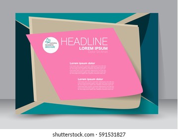 Flyer, brochure, billboard template design landscape orientation for education, presentation, website. Pink and blue color. Editable vector illustration