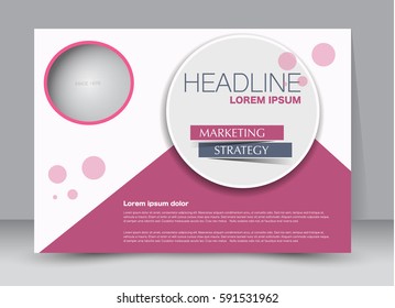 Flyer, brochure, billboard template design landscape orientation for education, presentation, website. Pink color. Editable vector illustration