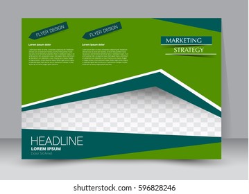 Flyer, brochure, billboard template design landscape orientation for education, presentation, website. Green color. Editable vector illustration