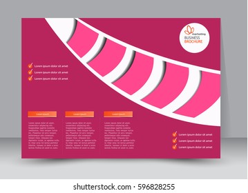 Flyer, brochure, billboard template design landscape orientation for education, presentation, website. Pink color. Editable vector illustration