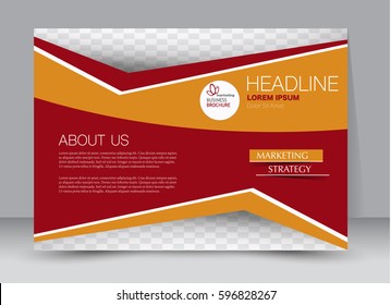 Flyer, brochure, billboard template design landscape orientation for education, presentation, website. Orange and red color. Editable vector illustration