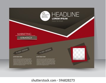 Flyer, brochure, billboard template design landscape orientation for education, presentation, website. Brown and red color. Editable vector illustration