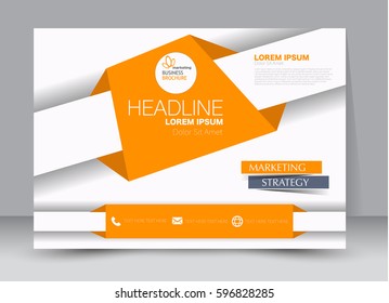 Flyer, brochure, billboard template design landscape orientation for education, presentation, website. Orange color. Editable vector illustration