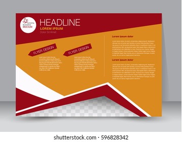 Flyer, brochure, billboard template design landscape orientation for education, presentation, website. Orange and red color. Editable vector illustration