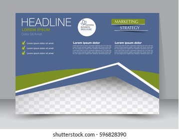 Flyer, brochure, billboard template design landscape orientation for education, presentation, website. Green and blue color. Editable vector illustration