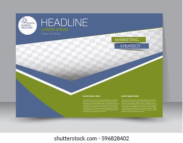 Flyer, brochure, billboard template design landscape orientation for education, presentation, website. Green and blue color. Editable vector illustration