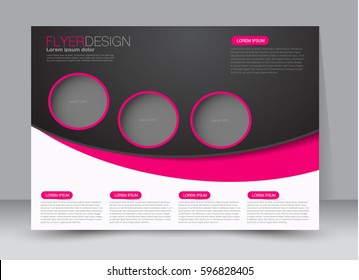 Flyer, brochure, billboard template design landscape orientation for education, presentation, website. Pink and black color. Editable vector illustration