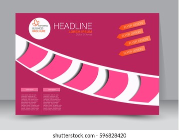 Flyer, brochure, billboard template design landscape orientation for education, presentation, website. Pink color. Editable vector illustration