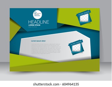 Flyer, brochure, billboard template design landscape orientation for education, presentation, website. Blue and green color. Editable vector illustration.