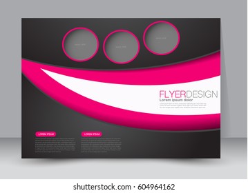 Flyer, brochure, billboard template design landscape orientation for education, presentation, website. Pink and black color. Editable vector illustration.