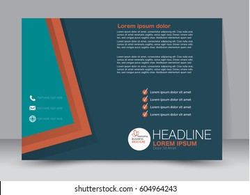 Flyer, brochure, billboard template design landscape orientation for education, presentation, website. Blue and orange. Editable vector illustration.