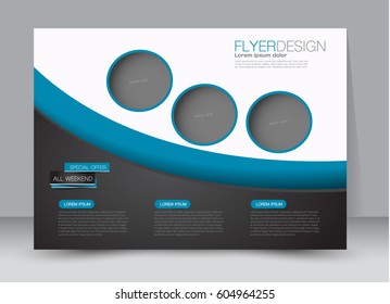 Flyer, brochure, billboard template design landscape orientation for education, presentation, website. Blue and black color. Editable vector illustration.