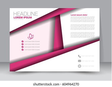 Flyer, brochure, billboard template design landscape orientation for education, presentation, website. Pink color. Editable vector illustration.