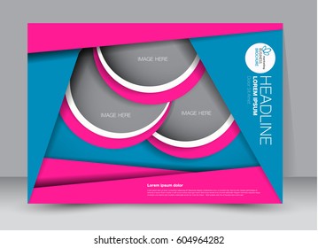 Flyer, brochure, billboard template design landscape orientation for education, presentation, website. Pink and blue color. Editable vector illustration.