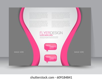 Flyer, brochure, billboard template design landscape orientation for education, presentation, website. Pink color. Editable vector illustration