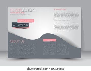Flyer, brochure, billboard template design landscape orientation for education, presentation, website. Grey color. Editable vector illustration
