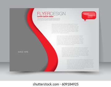 Flyer, brochure, billboard template design landscape orientation for education, presentation, website. Red color. Editable vector illustration