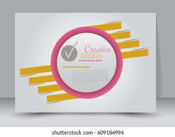 Flyer, brochure, billboard template design landscape orientation for education, presentation, website. Pink and yellow color. Editable vector illustration