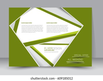 Flyer, brochure, billboard template design landscape orientation for education, presentation, website. Green color. Editable vector illustration