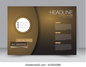 Flyer, brochure, billboard template design landscape orientation for education, presentation, website. Brown color. Editable vector illustration.