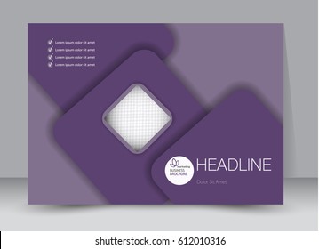 Flyer, brochure, billboard template design landscape orientation for education, presentation, website. Purple color. Editable vector illustration.