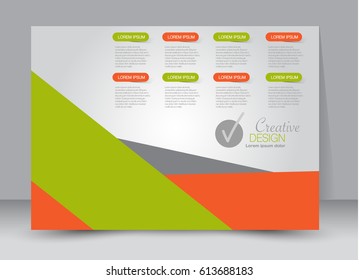 Flyer, brochure, billboard template design landscape orientation for education, presentation, website. Orange and yellow color. Editable vector illustration.