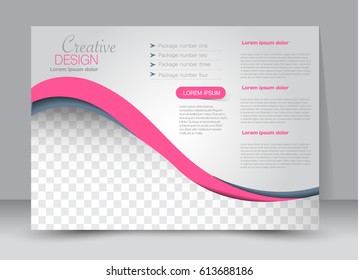 Flyer, brochure, billboard template design landscape orientation for education, presentation, website. Pink color. Editable vector illustration.