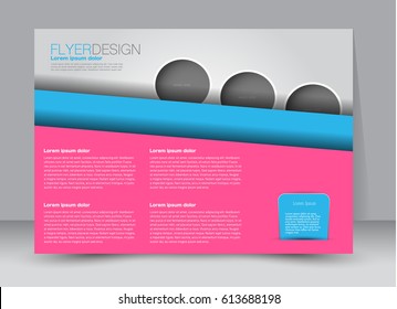 Flyer, brochure, billboard template design landscape orientation for education, presentation, website. Blue and pink color. Editable vector illustration.