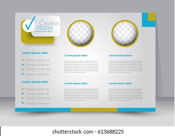 Flyer, brochure, billboard template design landscape orientation for education, presentation, website. Blue and yellow color. Editable vector illustration.